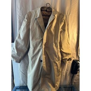 ALLANDER HOUSE OF FRASER Mens Tan Classic Trench Coat Plaid Lined Made in Poland